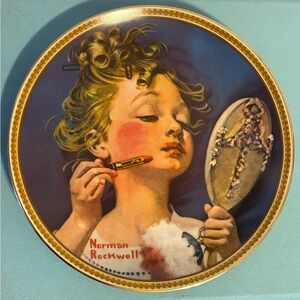 Norman Rockwell's "Making Believe In The Mirror" Rediscovered Women Series Plate